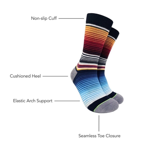 Southwestern Striped Athletic Fit Comfort Crew Socks - SIZE L (7-12) - Picture 4 of 5